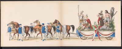 حفلة تنكرية لطلاب ليدن ، 1870 (اللوحة 15) موكب بالملابس أقامه أعضاء فيلق طلاب ليدن في 7 يونيو 1870 ، احتفالًا بالذكرى السنوية الـ 295 لمدرسة Leidsche Hoogeschool ، والتي تمثل زيارة إلى Leiden في بواسطة جيراردوس يوهانس بوس