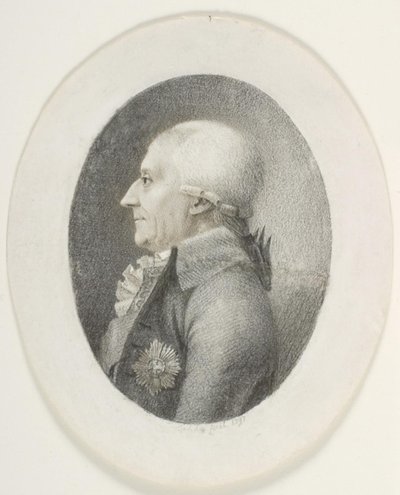 صورة لأ. برنستورف ، كونت ، رئيس الوزراء (1735-1797). صورة التمثال. الملف الشخصي على اليسار بواسطة جيرهارد لودفيج لاده
