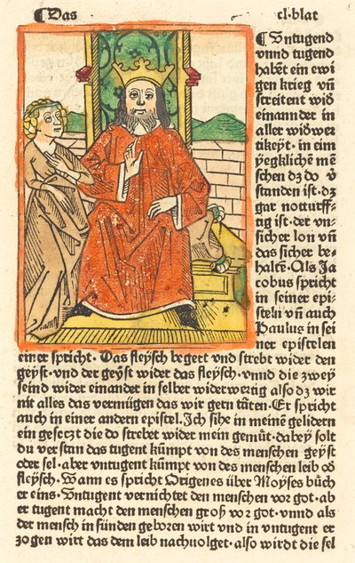 الرجل المتوج على العرش والعذراء واقفة عن اليسار بواسطة German 15th Century