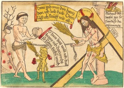 يسوع يجذب المؤمنين إلى القلب بواسطة German 15th Century