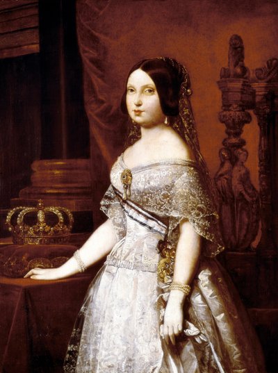 صورة لملكة إسبانيا ، إيزابيلا الثانية ملكة إسبانيا (1830-1904) ، ملكة إسبانيا. اللوحة الألمانية هيرنانديز أموريس (1823-1894) بواسطة الألماني هيرنانديز أموريس
