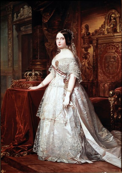 صورة لملكة إسبانيا إيزابيل دي بوربون (إيزابيل دي بوربون) الثانية (1830-1904) لوحة للألماني هيرنانديز أموريس (1823-1894) بواسطة الألماني هيرنانديز أموريس