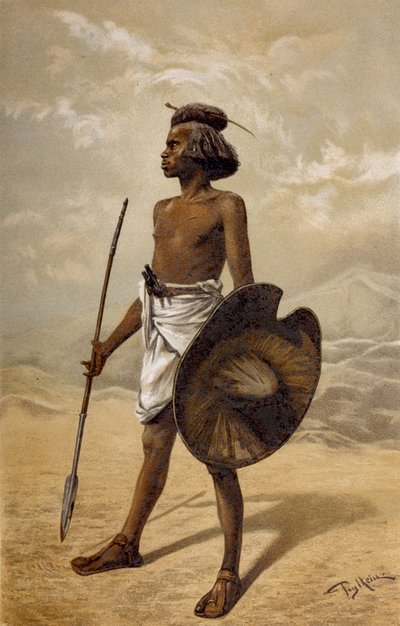 محارب نوبي ، من تاريخ البشرية ، المجلد الثالث ، للأستاذ فريدريش راتزيل ، 1898 بواسطة المدرسة الألمانية