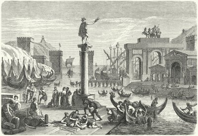 A Roman seaport (engraving) بواسطة المدرسة الألمانية