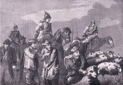 A foraging party, Cassells History of the War between France and Germany published by Cassell and Company Limited, c.1890 (litho) بواسطة المدرسة الألمانية