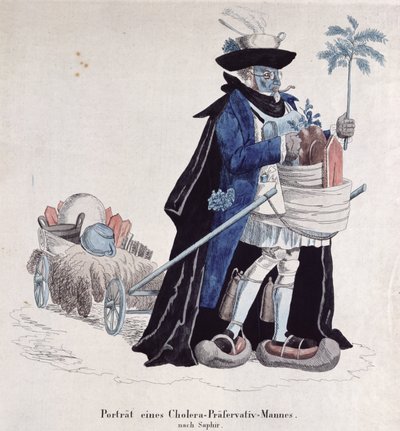 رجل يحمي من الكوليرا خلال وباء عام 1832 بواسطة المدرسة الألمانية