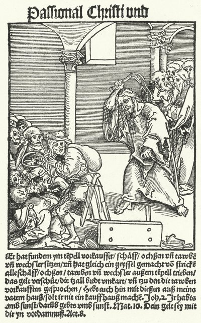 صفحة من كتيب لوثر المناهض للبابوية ، Passional Christi und Antichristi بواسطة المدرسة الألمانية