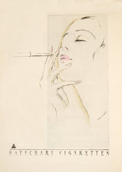 إعلان لـ"باتشاري سيغاريتن"، من ستايل، حائط 1922 (طبعة بوخوار) بواسطة المدرسة الألمانية