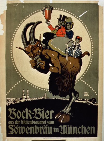 إعلان عن Bock Beer من مصنع النبيذ Lowenbrau ، ميونيخ بواسطة المدرسة الألمانية