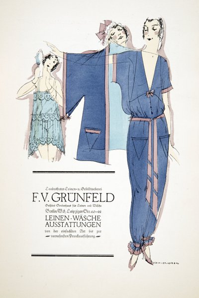 إعلان عن "FV Grunfeld" من Styl، pub 1922 (pochoir print) بواسطة المدرسة الألمانية