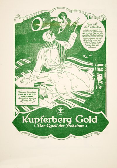 إعلان لذهب كوبفيربيرج الذهب، من ستايل، طبعة عام 1922 (طبعة بوشوار) بواسطة المدرسة الألمانية