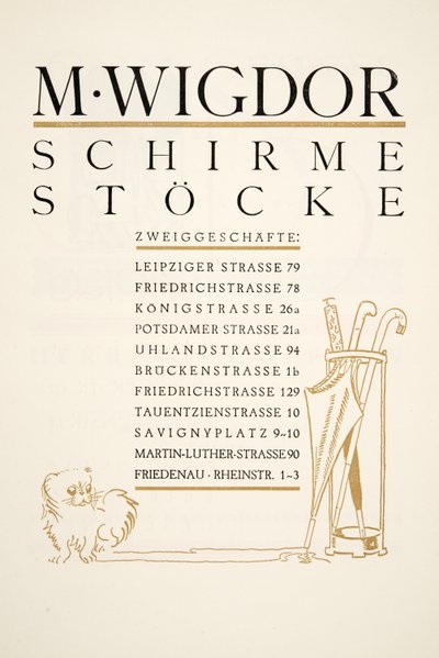 إعلان لـ M. Wigdor ، Umbrella Stores ، من Styl ، Pub 1922 (pochoir print) بواسطة المدرسة الألمانية