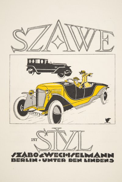 إعلان لـ Szawe (Szabo & Wechselmann) ، من Styl ، pub 1922 (pochoir print) بواسطة المدرسة الألمانية