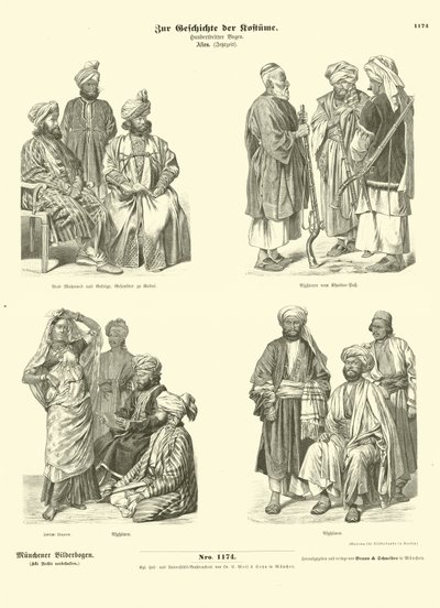 الأزياء الأفغانية ، القرن التاسع عشر بواسطة المدرسة الألمانية