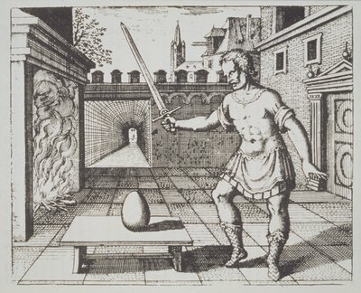 رمزية الخيمياء: بيضة الفلاسفة ، من Srutinium Chymicum بواسطة مايكل ماجير (1687) موضحة في تاريخ السحر المنشور في أواخر القرن التاسع عشر بواسطة المدرسة الألمانية