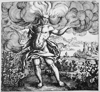 رمزي الخيميائي: حملته الريح في جسده ، من Srutinium Chumicum بواسطة مايكل ماجير (1687) موضحة في تاريخ السحر المنشور في أواخر القرن التاسع عشر بواسطة المدرسة الألمانية