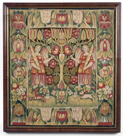 غطاء وسادة نسيج مجازي ، شمال ألمانيا ، ربما هامبورغ ، c.1600-50 بواسطة المدرسة الألمانية