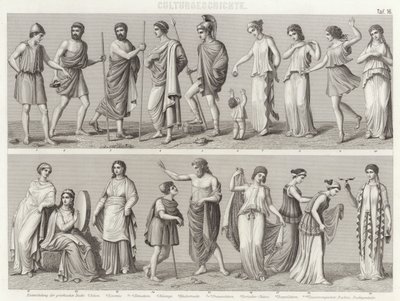ازياء يونانية قديمة. رسم توضيحي لبلدر أطلس (نقش) بواسطة المدرسة الألمانية