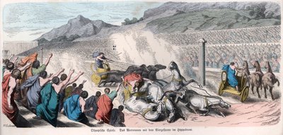 التاريخ القديم. اليونان. مسابقات رياضية، سباق العربات في ... (نقش) بواسطة المدرسة الألمانية