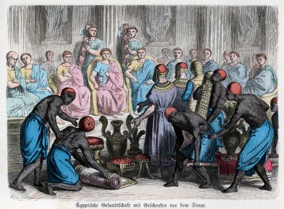 التاريخ القديم. روما. السفارة المصرية تقدم هدايا إلى ... (نقش) بواسطة المدرسة الألمانية