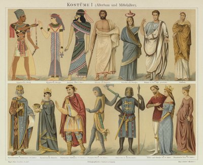 أزياء العصور الوسطى والوسطى (لون ليثو) بواسطة المدرسة الألمانية