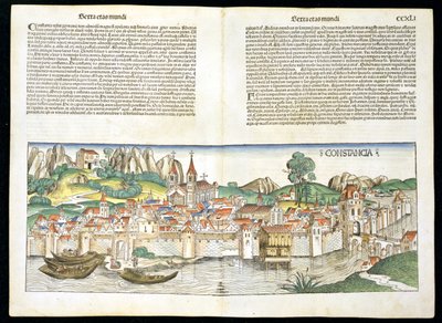 منظر عين الطيور لكونستانس من نورنبرغ كرونيكل بقلم هارتمان شيدل (1440-1514) 1493 بواسطة المدرسة الألمانية