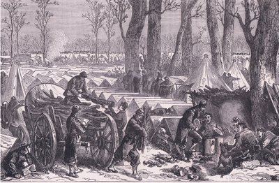 إقامة قوات الجنرال دو كروي في غابات فينسين ، Cassells History of the War بين فرنسا وألمانيا التي نشرتها Cassell and Company Limited ، c1890 (litho) بواسطة المدرسة الألمانية