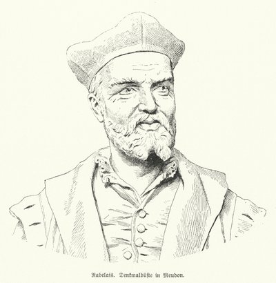 Bust of French author Francois Rabelais in Meudon, France (litho) بواسطة المدرسة الألمانية