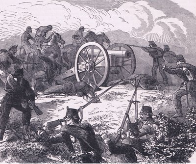 Capture of a field gun, Cassells History of the War between France and Germany published by Cassell and Company Limited, c.1890 (litho) بواسطة المدرسة الألمانية