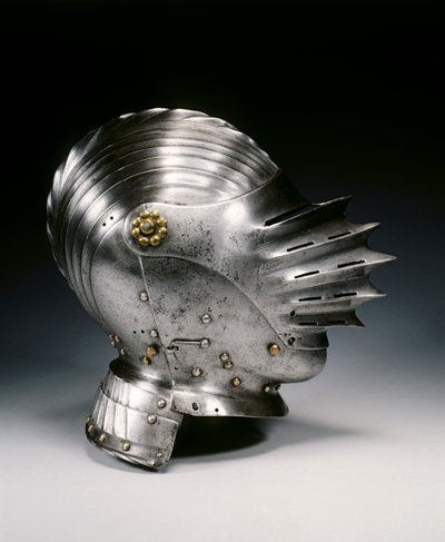 إغلاق خوذة على طراز Maximilian ، حوالي 1520 (صلب ونحاس) بواسطة المدرسة الألمانية