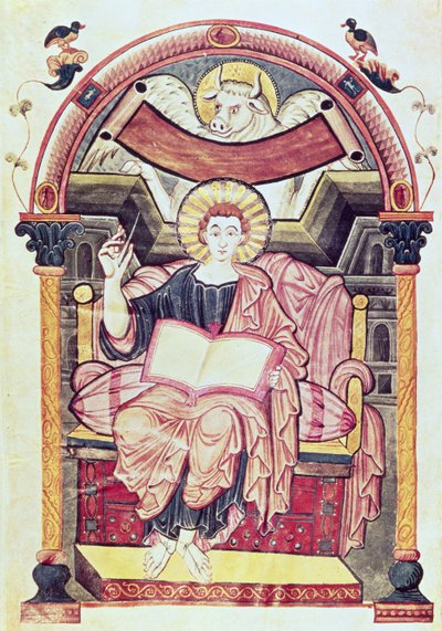 Cod 22. f.85v St.Luke the Evangelist، from Treves، Carolingian، c.800 AD بواسطة المدرسة الألمانية
