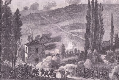 Combat at Chatillon ، Cassells History of the War بين فرنسا وألمانيا التي نشرتها Cassell and Company Limited ، c1890 (litho) بواسطة المدرسة الألمانية