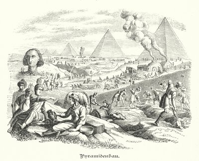 بناء الأهرامات ، مصر القديمة (نقش) بواسطة المدرسة الألمانية