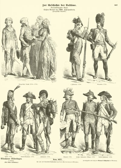الأزياء والزي العسكري لفرنسا الجمهوري ، 1790 بواسطة المدرسة الألمانية