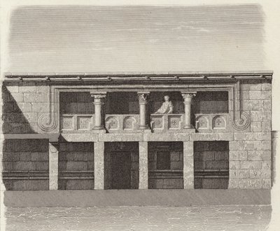 باحة منزل يوناني قديم في وسط سوريا. رسم توضيحي لبلدر أطلس (نقش) بواسطة المدرسة الألمانية