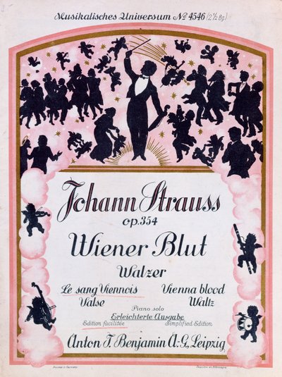 تغطية نتيجة الفالس وينر بلوت op.354 بواسطة يوهان شتراوس الثاني ، (1825-99) ، 1930 بواسطة المدرسة الألمانية