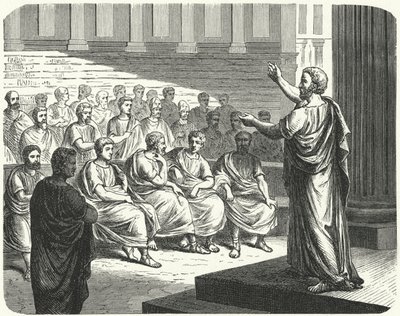 يتحدث Demosthenes ضد فيليب الثاني من مقدونيا بواسطة المدرسة الألمانية