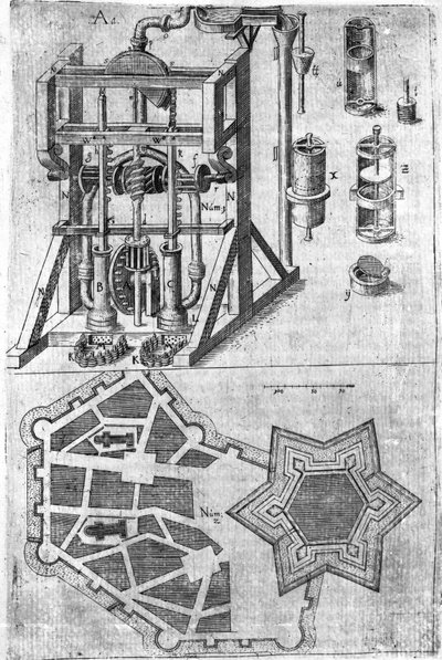 تصميم للتحصين من بناء Harmony fortalitiorum Defendensis والاعتداء عليه من قبل Wendelin Schildknecht ، pg120 ، نشر 1652 بواسطة المدرسة الألمانية