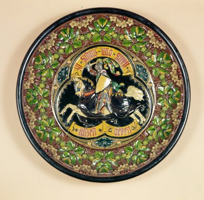 صحن بزخرفة بارزة ، من Bichweiler of Hamburg ، 1880 (آنية فخارية) بواسطة المدرسة الألمانية