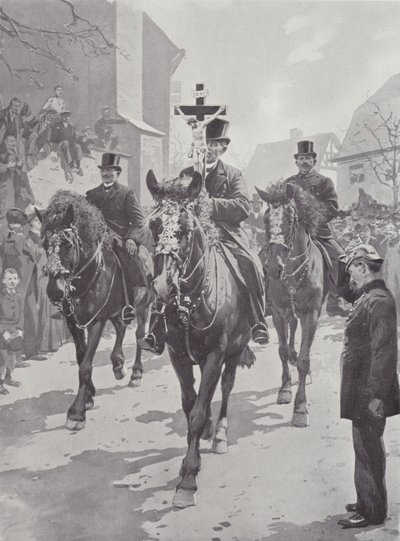 Easter Customs, Saxony (litho) بواسطة المدرسة الألمانية
