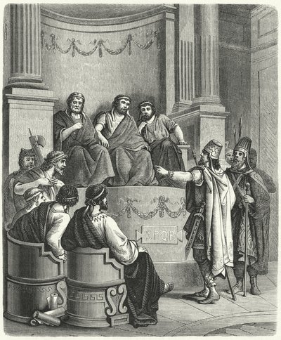 مبعوثو Eumenes II of Pergamom أمام مجلس الشيوخ الروماني (نقش) بواسطة المدرسة الألمانية