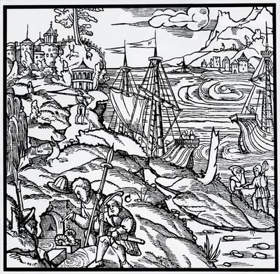 Engraving from De re metallica (On the nature of metals), by Georg Pawer or Georgius Agricola (1494-1555) بواسطة المدرسة الألمانية