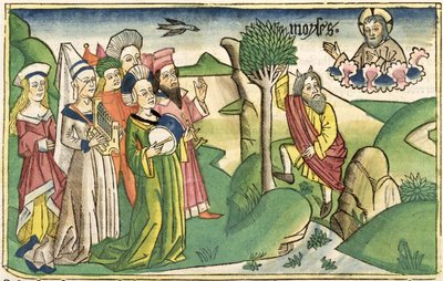 خروج 15 1-19 نشيد موسى ، من الكتاب المقدس نورمبرغ (Biblia Sacra Germanaica) (قطع خشبية ملونة) بواسطة المدرسة الألمانية
