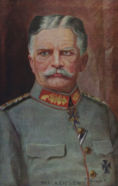 المارشال أوغست فون ماكينسن، القائد العسكري الألماني في الحرب العالمية الأولى (صورة حجرية ملونة) بواسطة المدرسة الألمانية