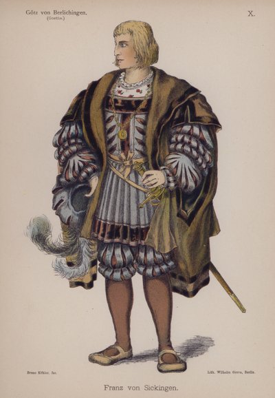 فرانز فون سيكينجين ، من Gotz von Berlichingen بواسطة Goethe (لون ليثو) بواسطة المدرسة الألمانية