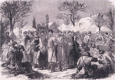 French fugitive soldiers in Switzerland, Cassells History of the War between France and Germany published by Cassell and Company Limited, c.1890 (litho) بواسطة المدرسة الألمانية