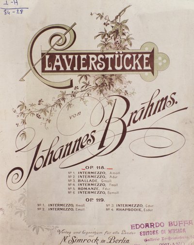 صورة من Clavierstucke (المرجع 118 و المرجع 119) بقلم يوهانس برامز (1833-1897) بواسطة المدرسة الألمانية