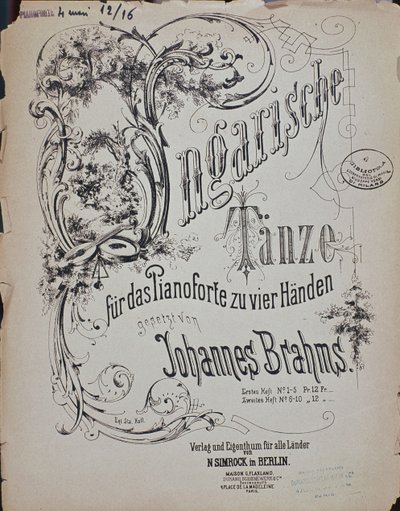 واجهة الرقصات المجرية بقلم يوهانس برامز (1833-1897) بواسطة المدرسة الألمانية