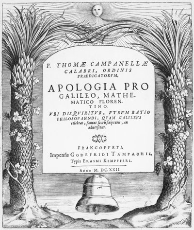صورة إلى Apologia pro Galileo ، Mathematico Florentino بواسطة Tommaso Campanella ، نُشرت في فرانكفورت ، 1622 بواسطة المدرسة الألمانية