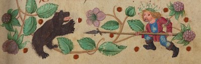 صياد جارلاند مشياً على الأقدام برمح دب ، ج. 1475-1485 بواسطة المدرسة الألمانية
